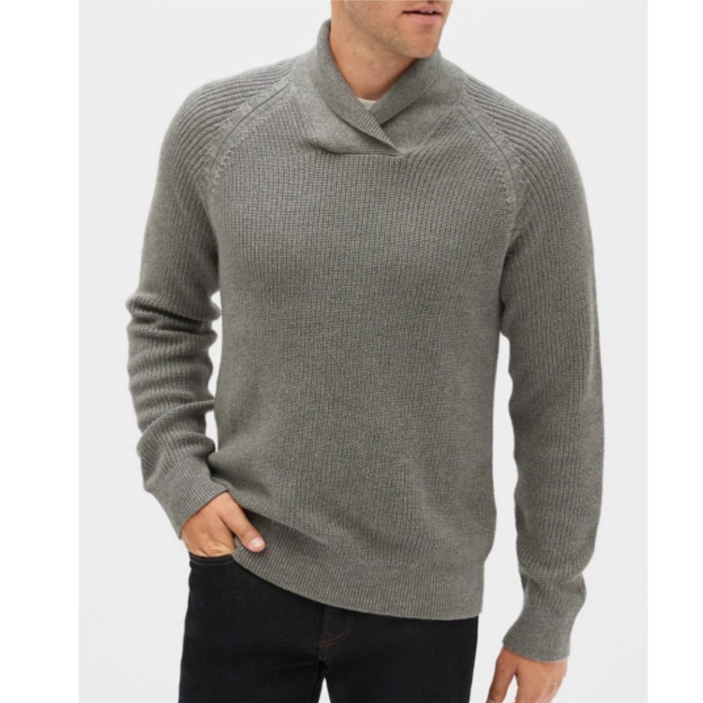 GAP Men's Ribbed Pullover Sweater Grey Large